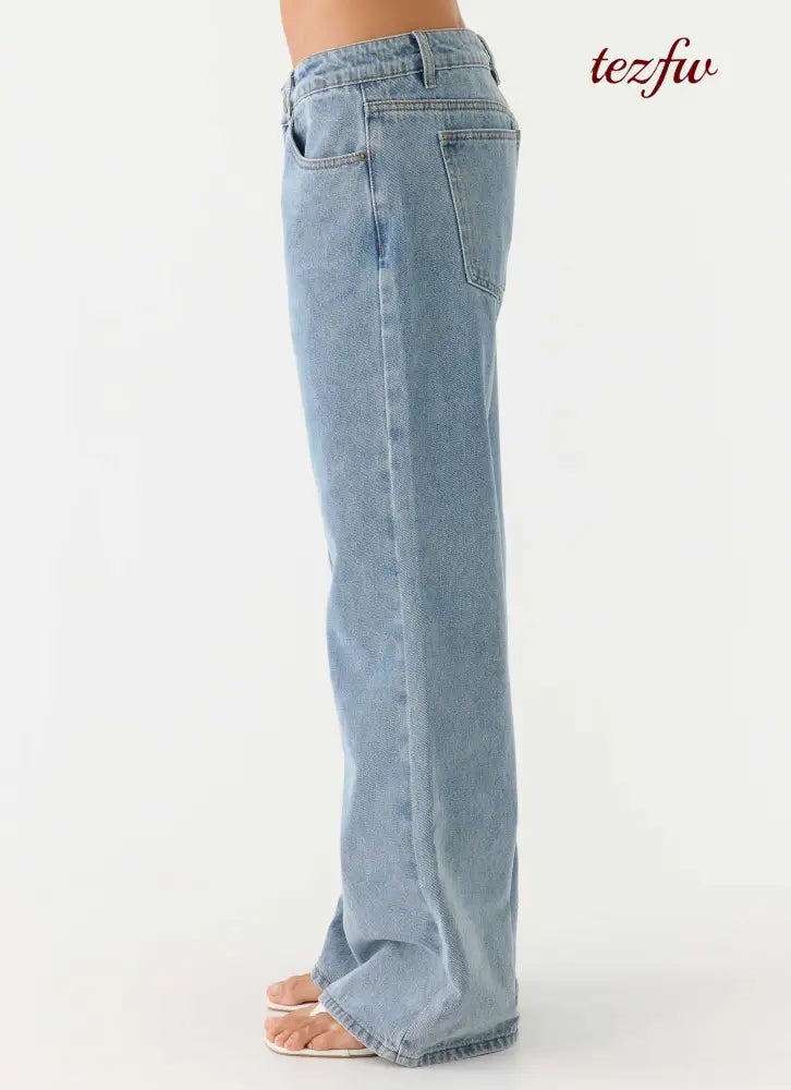 Aesha Low Rise Denim Jeans - Light Denim - Jeans