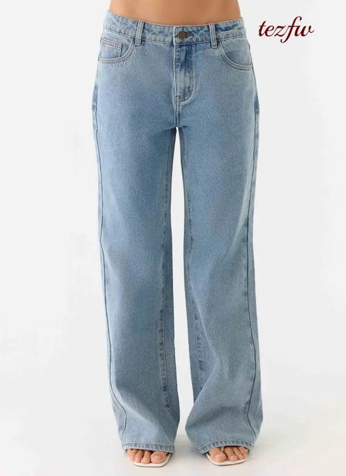 Aesha Low Rise Denim Jeans - Light Denim - Jeans