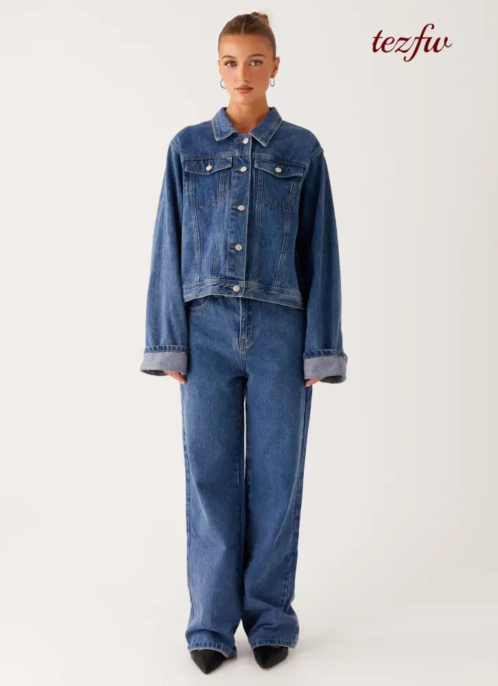 Back Again Straight Leg Denim Jeans - True Blue - Jeans