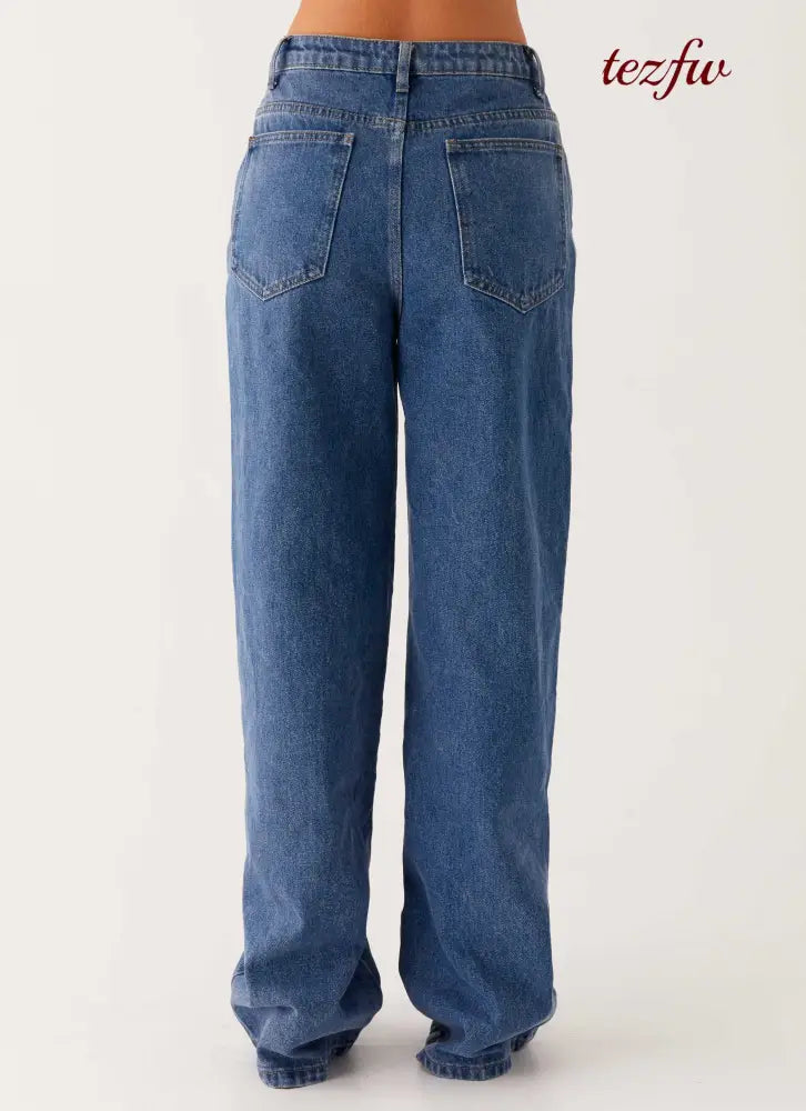 Back Again Straight Leg Denim Jeans - True Blue - Jeans