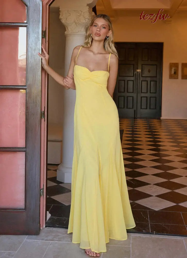 Carlin Maxi Dress - Bright Lemon - Maxi Dresses