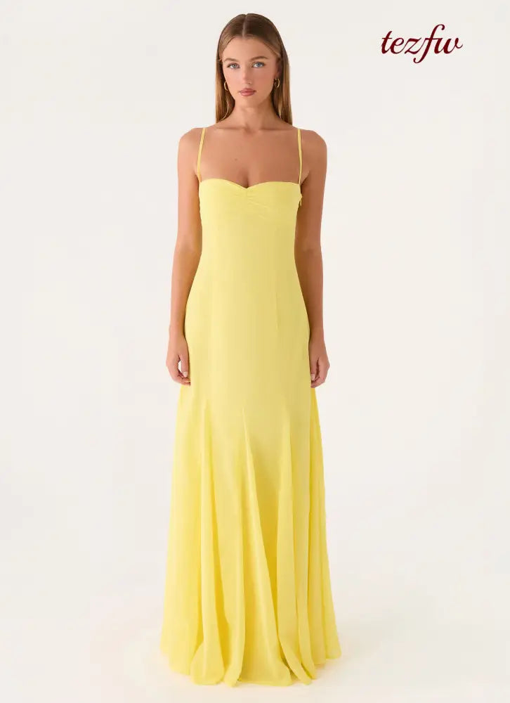 Carlin Maxi Dress - Bright Lemon - Maxi Dresses