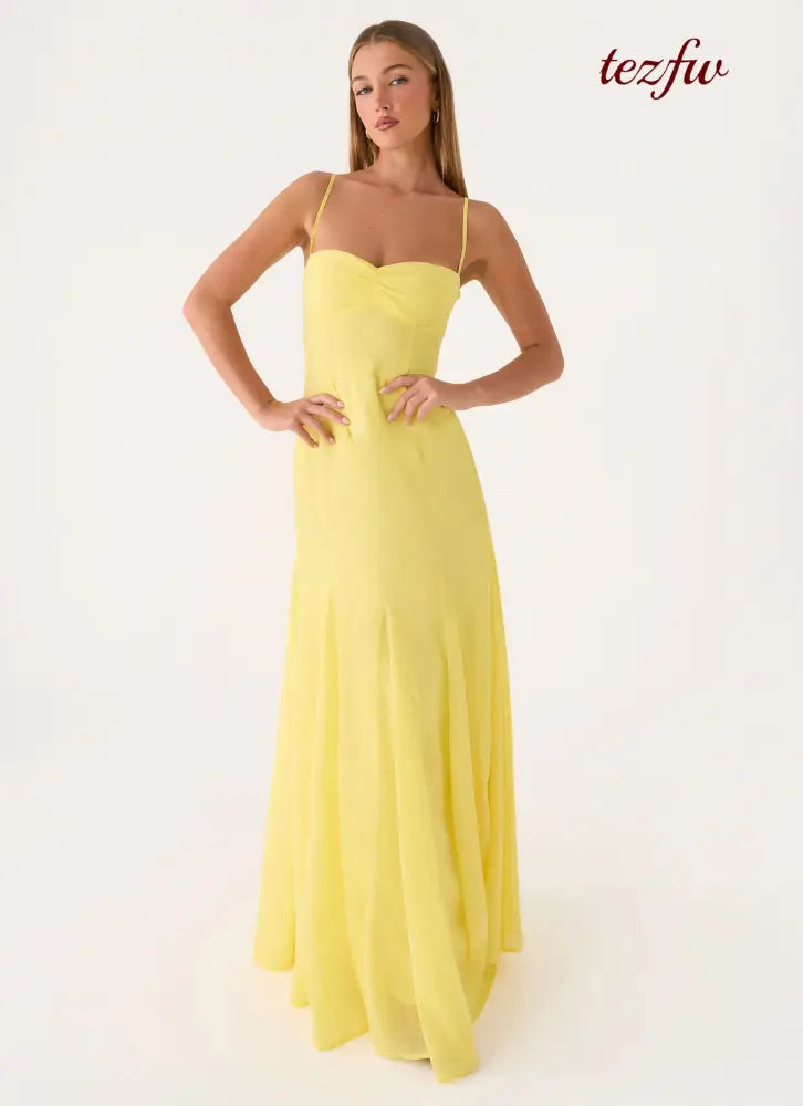 Carlin Maxi Dress - Bright Lemon - Maxi Dresses
