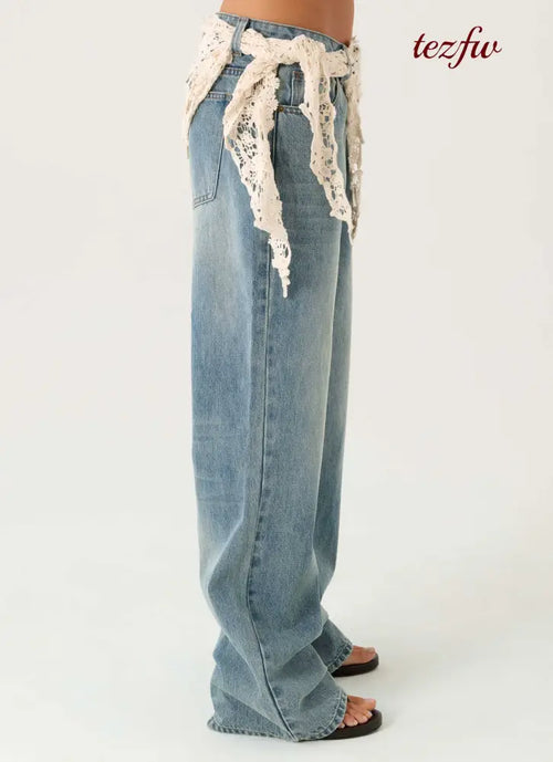 Elaris Scarf Low Rise Denim Jeans - True Denim - Jeans