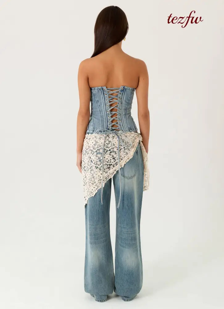 Elaris Scarf Low Rise Denim Jeans - True Denim - Jeans