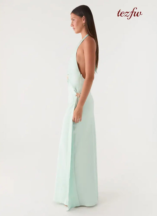 Eleni Halter Maxi Dress - Pistachio - Maxi Dresses