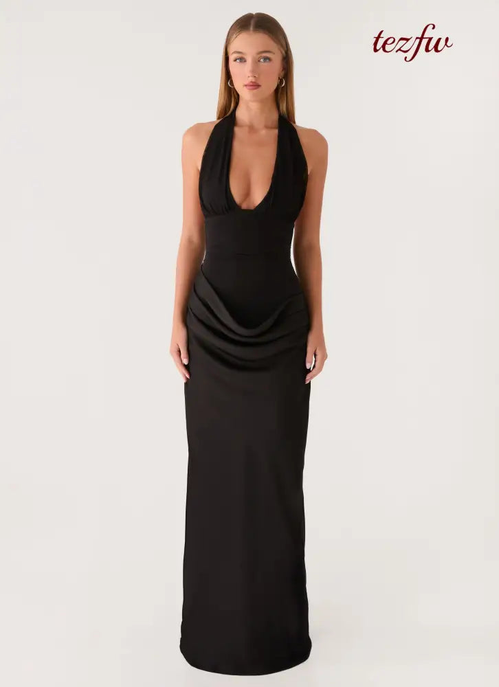 Emaretta Halter Maxi Dress - Black - Maxi Dresses