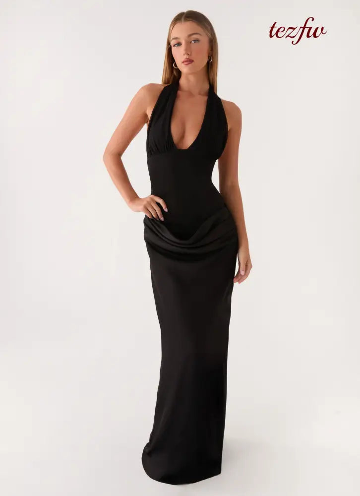 Emaretta Halter Maxi Dress - Black - Maxi Dresses