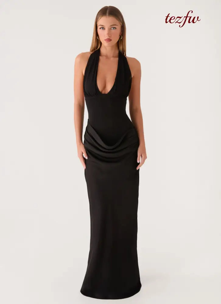 Emaretta Halter Maxi Dress - Black - Maxi Dresses