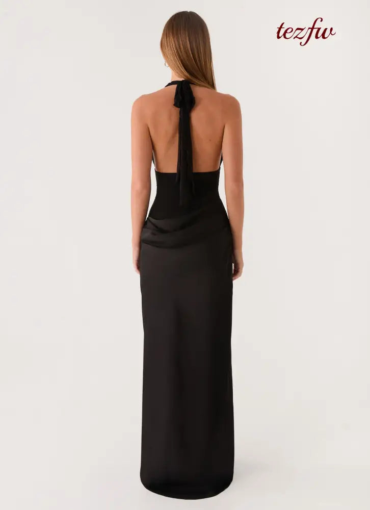 Emaretta Halter Maxi Dress - Black - Maxi Dresses