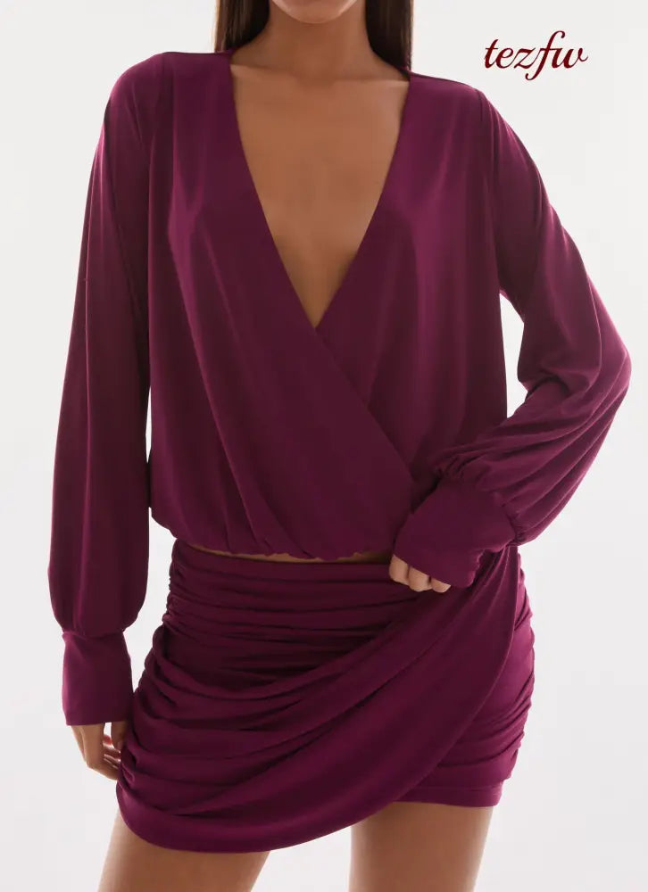 Ettah Long Sleeve Top - Plum - Long Sleeve Tops