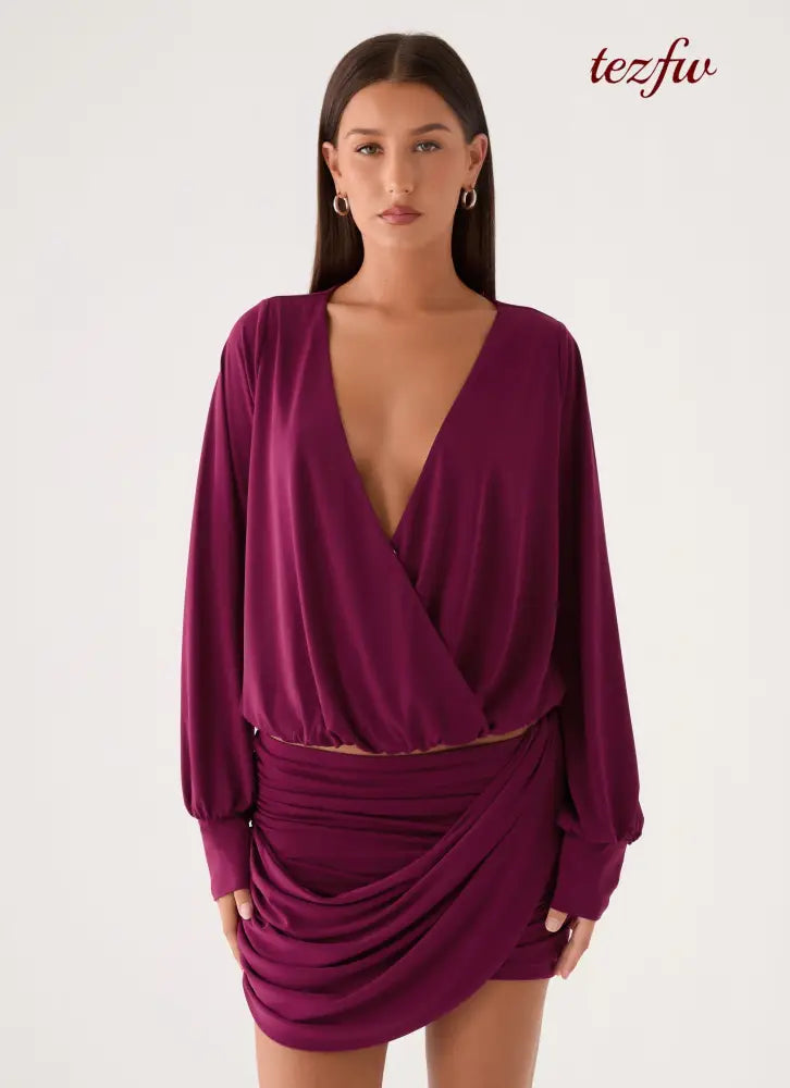 Ettah Long Sleeve Top - Plum - Long Sleeve Tops