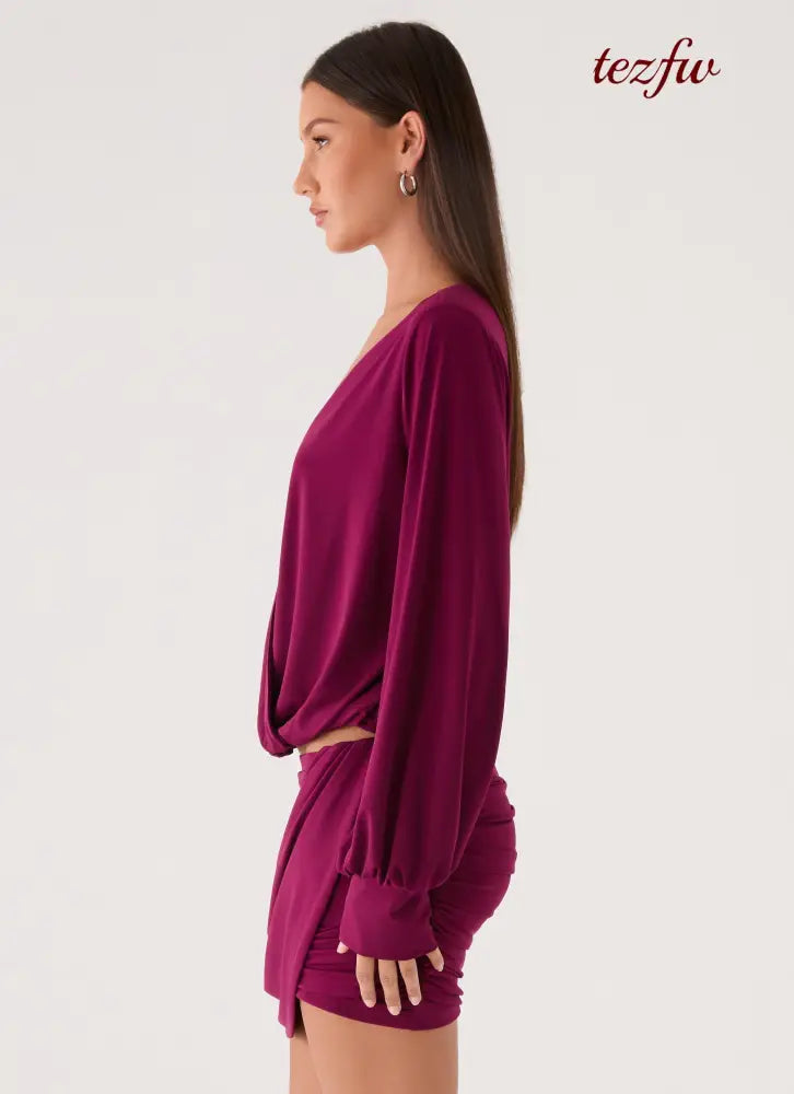 Ettah Long Sleeve Top - Plum - Long Sleeve Tops