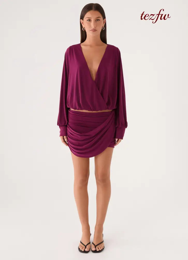 Ettah Long Sleeve Top - Plum - Long Sleeve Tops