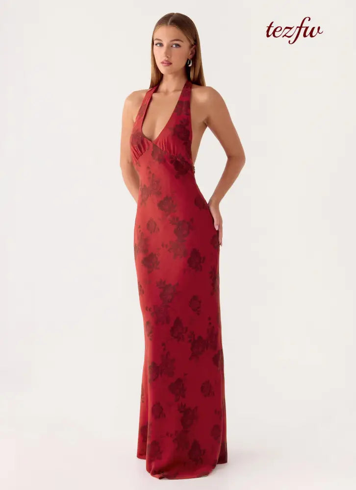 Freja Maxi Dress - Cherry Rose - Maxi Dresses