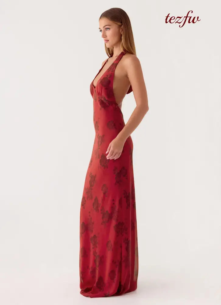 Freja Maxi Dress - Cherry Rose - Maxi Dresses