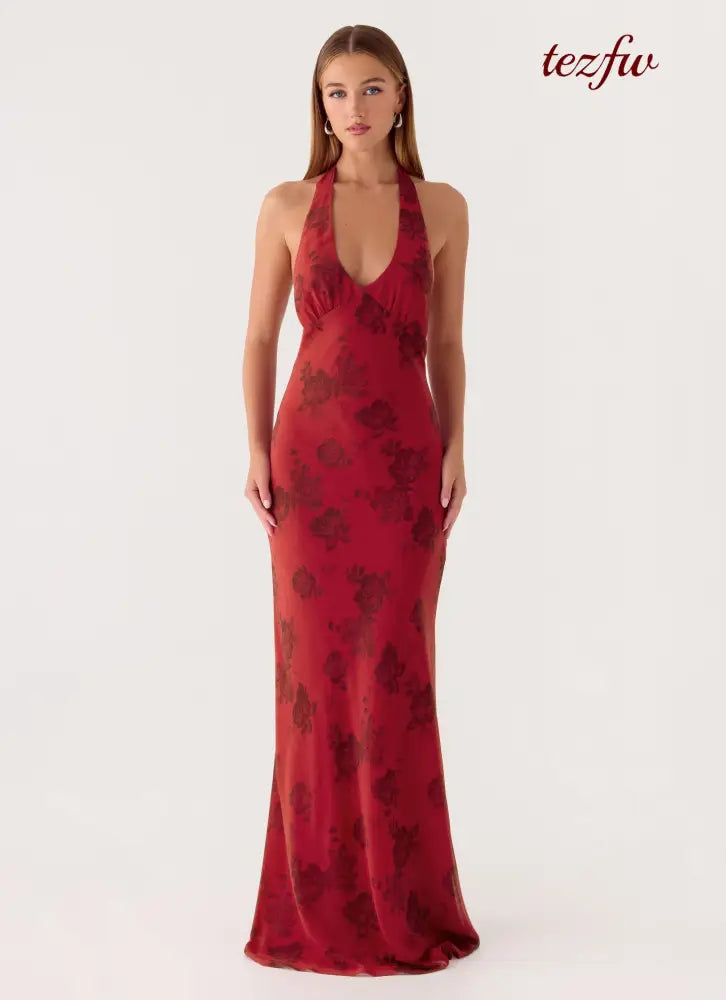 Freja Maxi Dress - Cherry Rose - Maxi Dresses