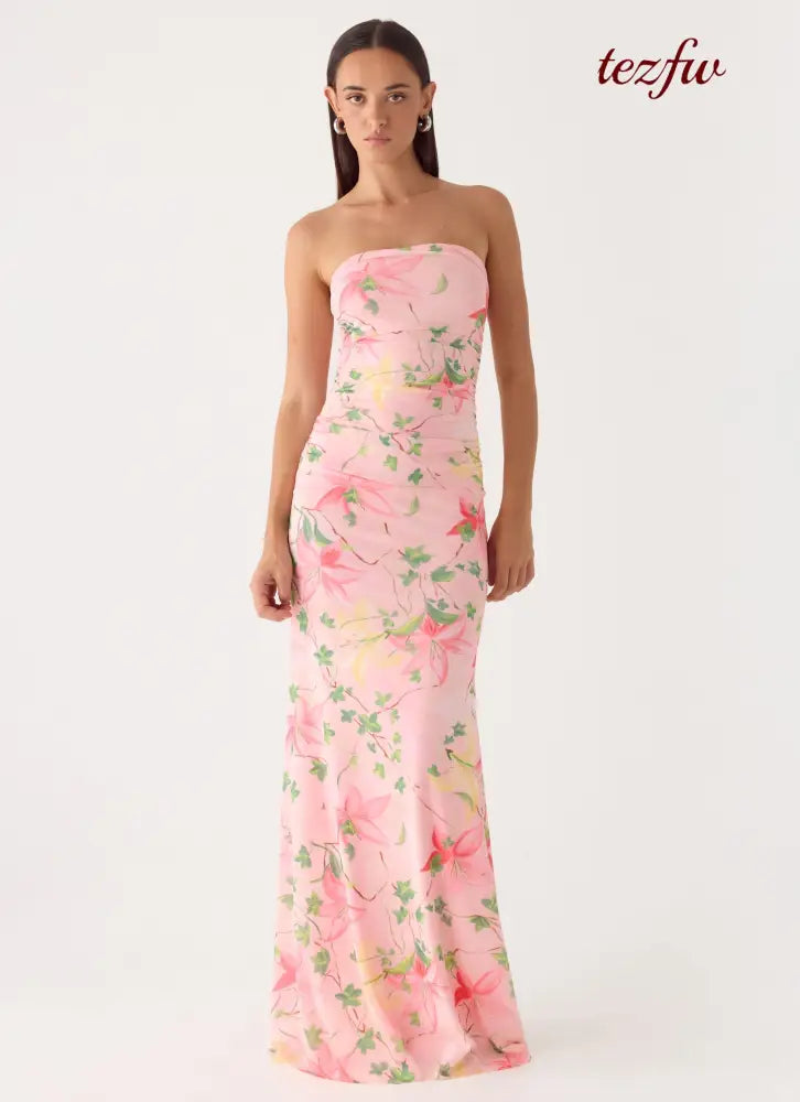 Iroha Strapless Maxi Dress - Blooming Spring - Maxi Dresses