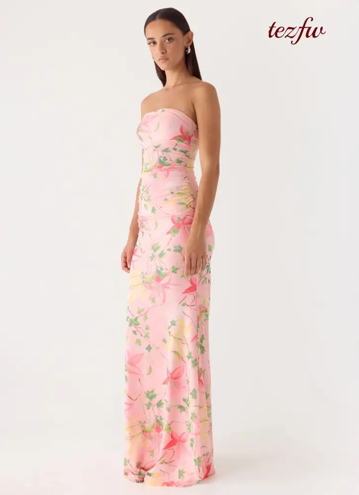 Iroha Strapless Maxi Dress - Blooming Spring - Maxi Dresses