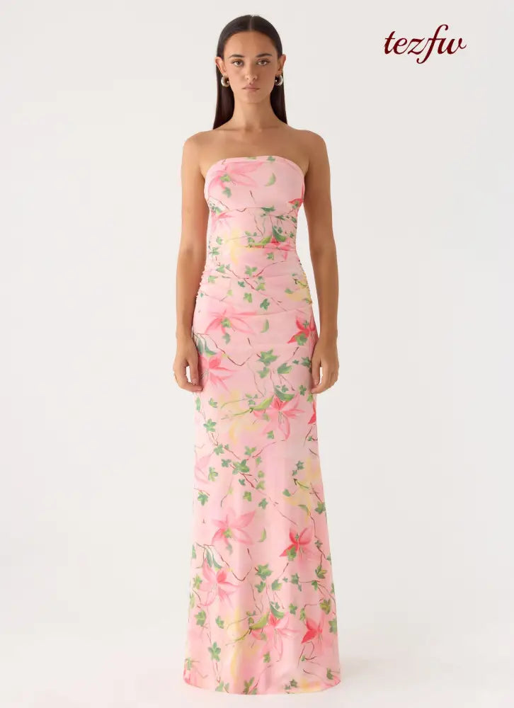 Iroha Strapless Maxi Dress - Blooming Spring - Maxi Dresses