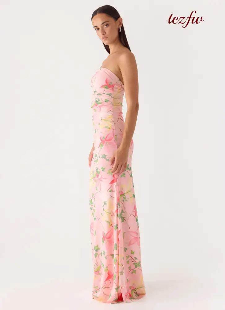 Iroha Strapless Maxi Dress - Blooming Spring - Maxi Dresses