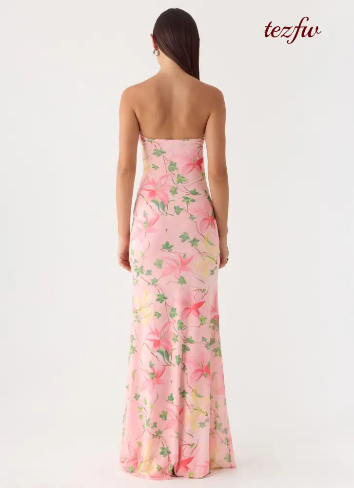 Iroha Strapless Maxi Dress - Blooming Spring - Maxi Dresses