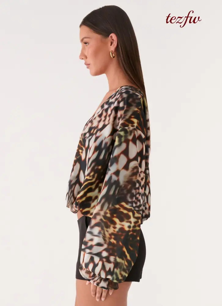 Isolde Top - Leopard Hibiscus - Long Sleeve Tops