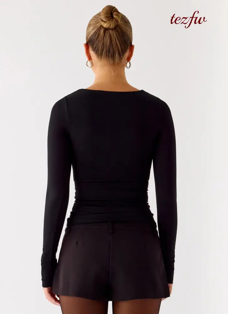 Kiely Long Sleeve Top - Black - Long Sleeve Tops