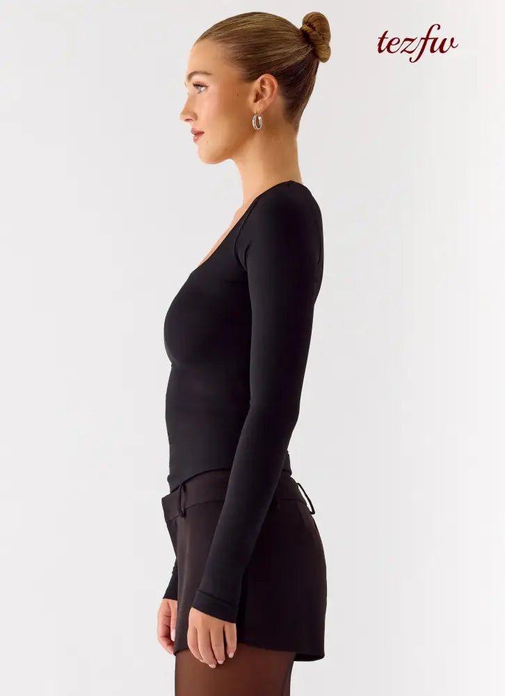 Kiely Long Sleeve Top - Black - Long Sleeve Tops