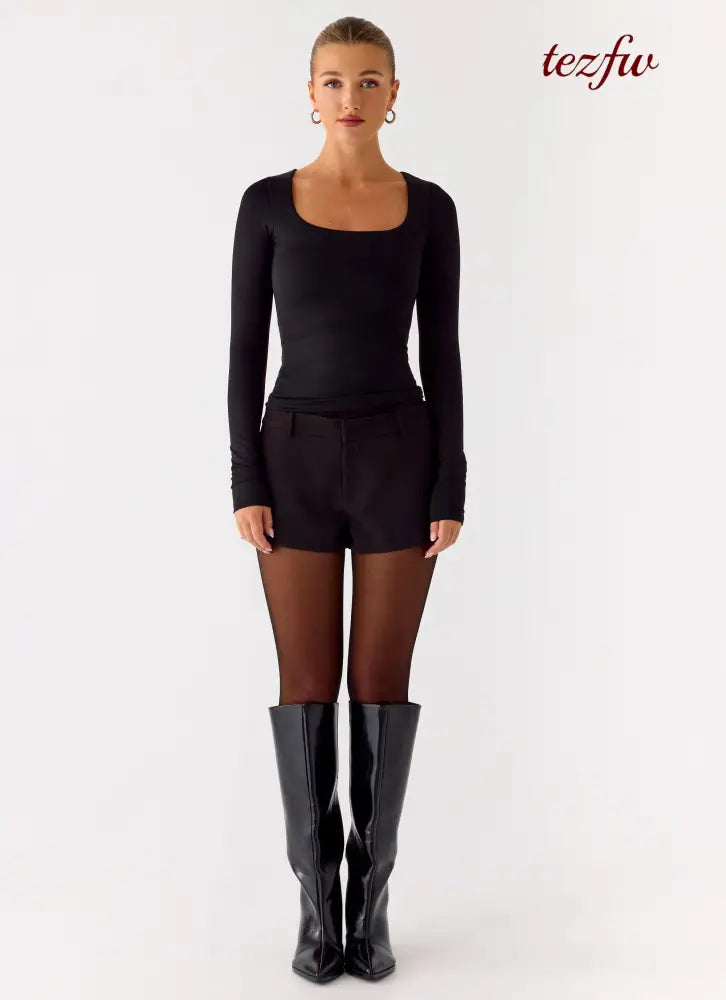 Kiely Long Sleeve Top - Black - Long Sleeve Tops