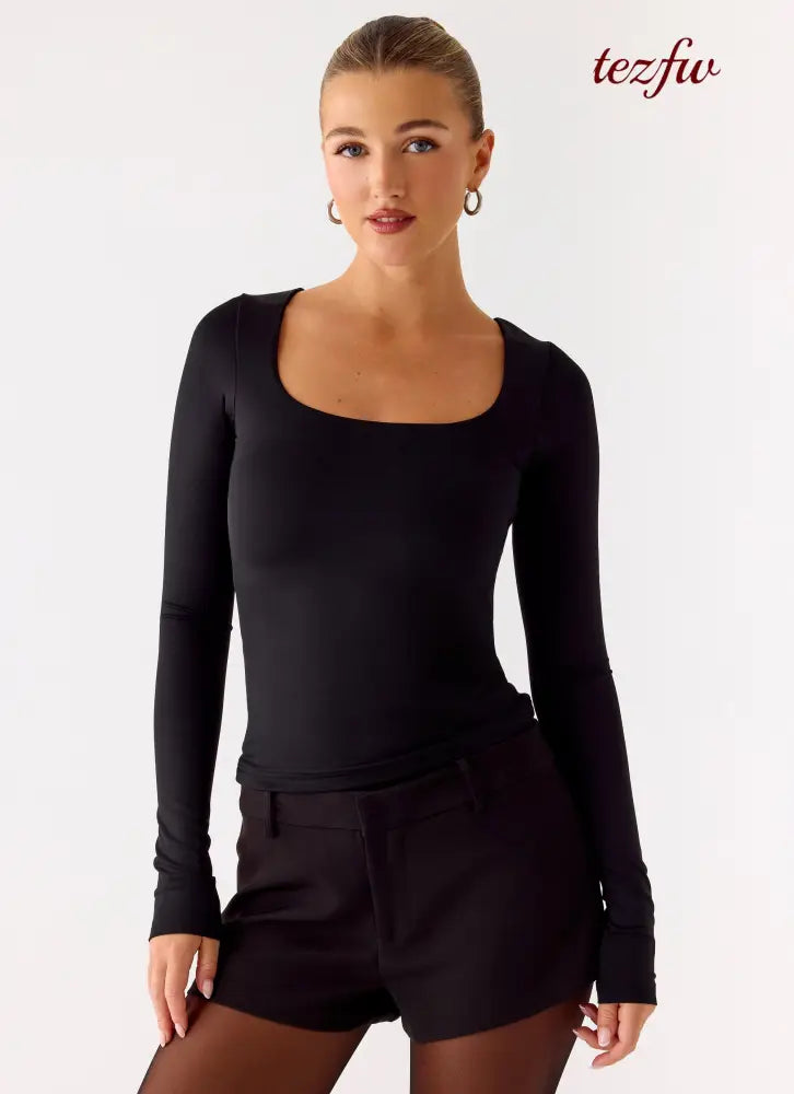 Kiely Long Sleeve Top - Black - Long Sleeve Tops