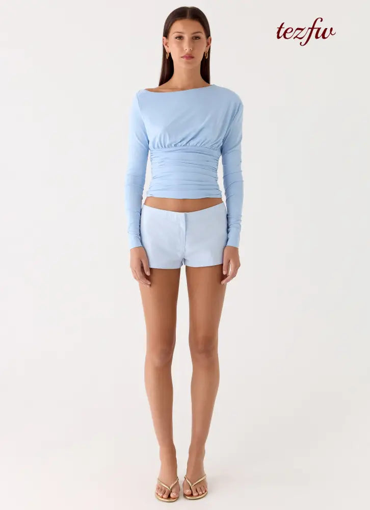 Liana Long Sleeve Top - Blue - Tops
