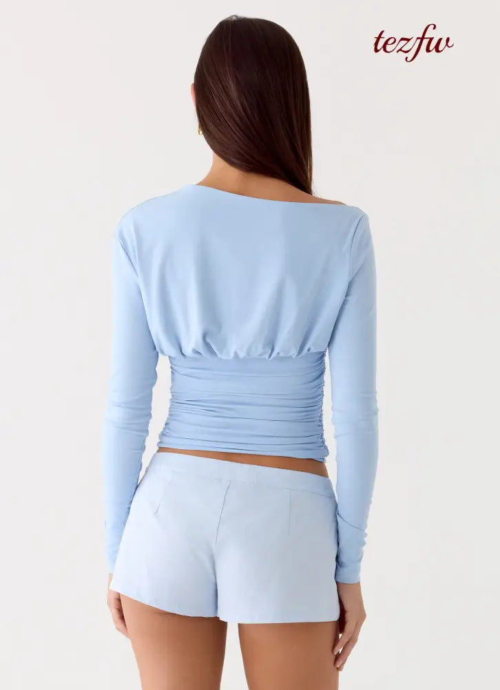 Liana Long Sleeve Top - Blue - Tops