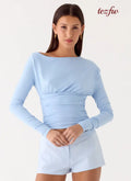 Liana Long Sleeve Top - Blue - Tops