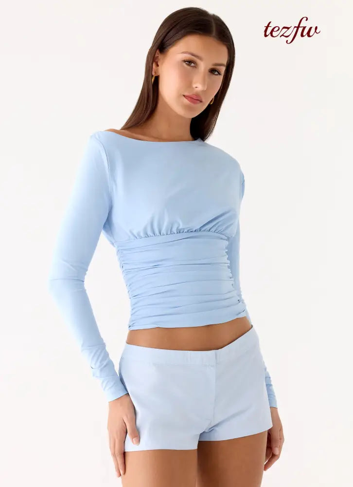 Liana Long Sleeve Top - Blue - Tops
