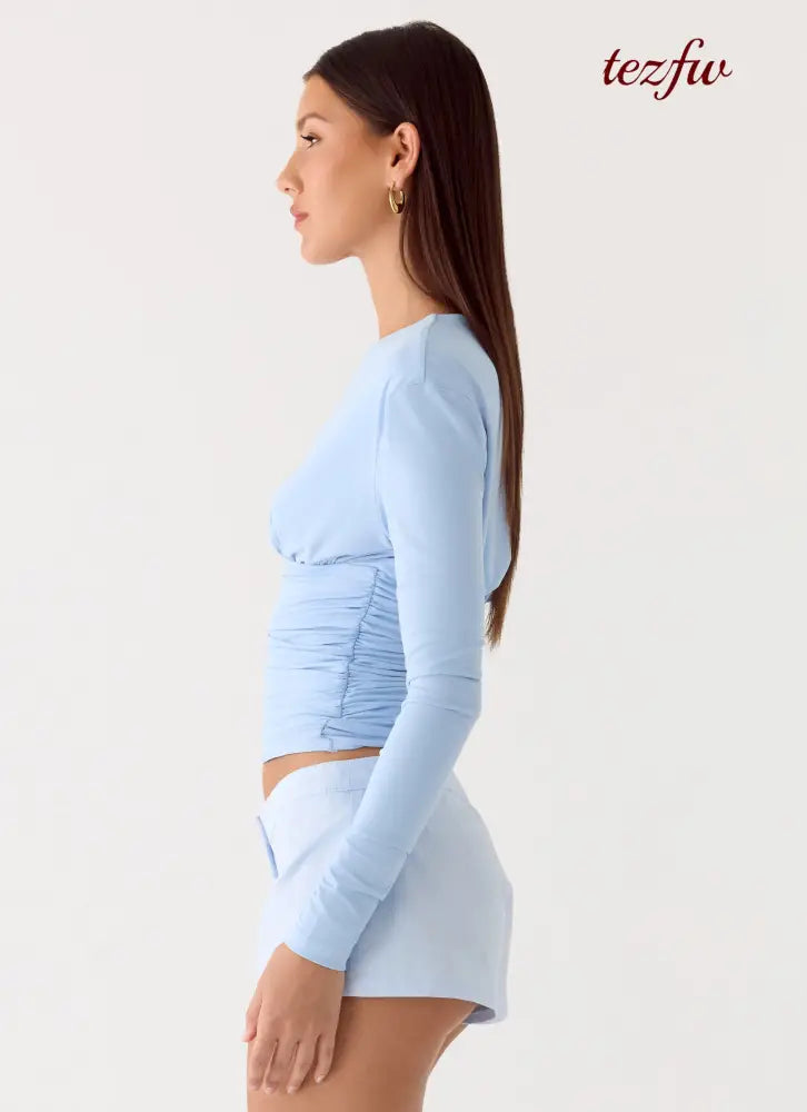 Liana Long Sleeve Top - Blue - Tops