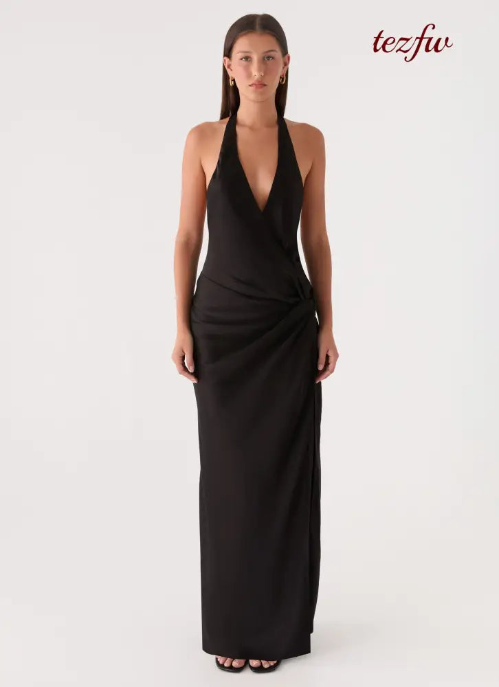 Lumae Halter Maxi Dress - Black - Maxi Dresses