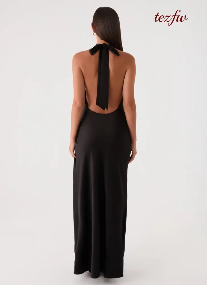 Lumae Halter Maxi Dress - Black - Maxi Dresses