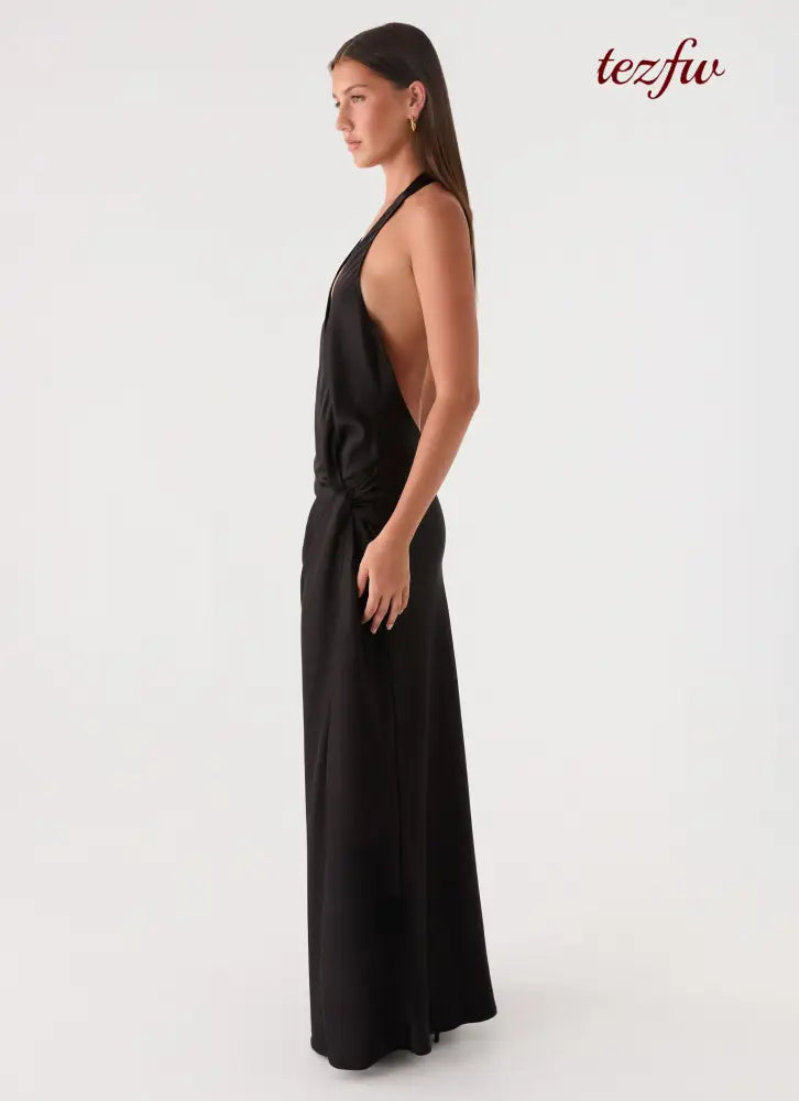 Lumae Halter Maxi Dress - Black - Maxi Dresses