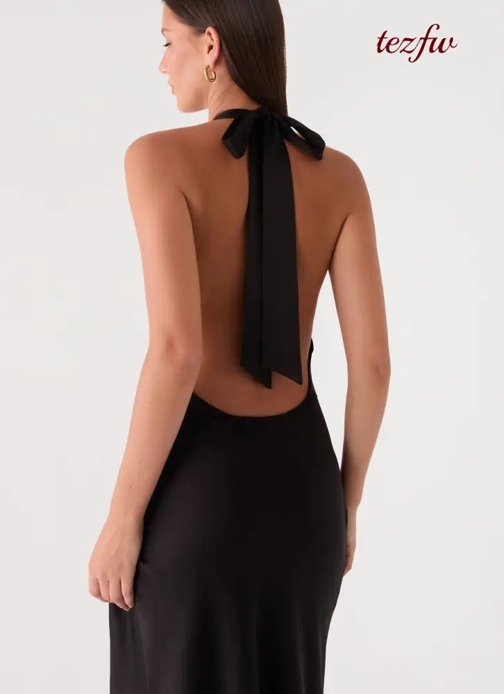 Lumae Halter Maxi Dress - Black - Maxi Dresses
