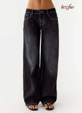 Nathan Super Low Rise Denim Jeans - Washed Black - Jeans