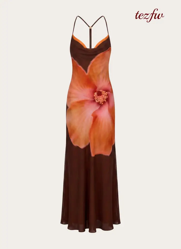 Night Drive Maxi Dress - Chocolate Blossom - Maxi Dresses