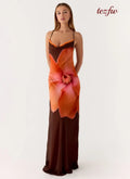 Night Drive Maxi Dress - Chocolate Blossom - Maxi Dresses
