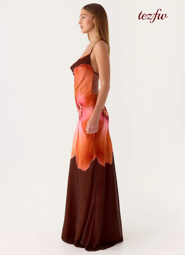 Night Drive Maxi Dress - Chocolate Blossom - Maxi Dresses