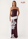 Palomar Strapless Maxi Dress - Chocolate Tropic Floral - Maxi Dresses