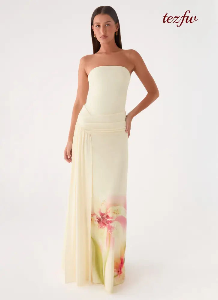 Palomar Strapless Maxi Dress - Soft Lily - Maxi Dresses