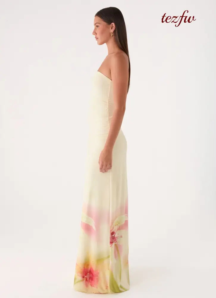 Palomar Strapless Maxi Dress - Soft Lily - Maxi Dresses