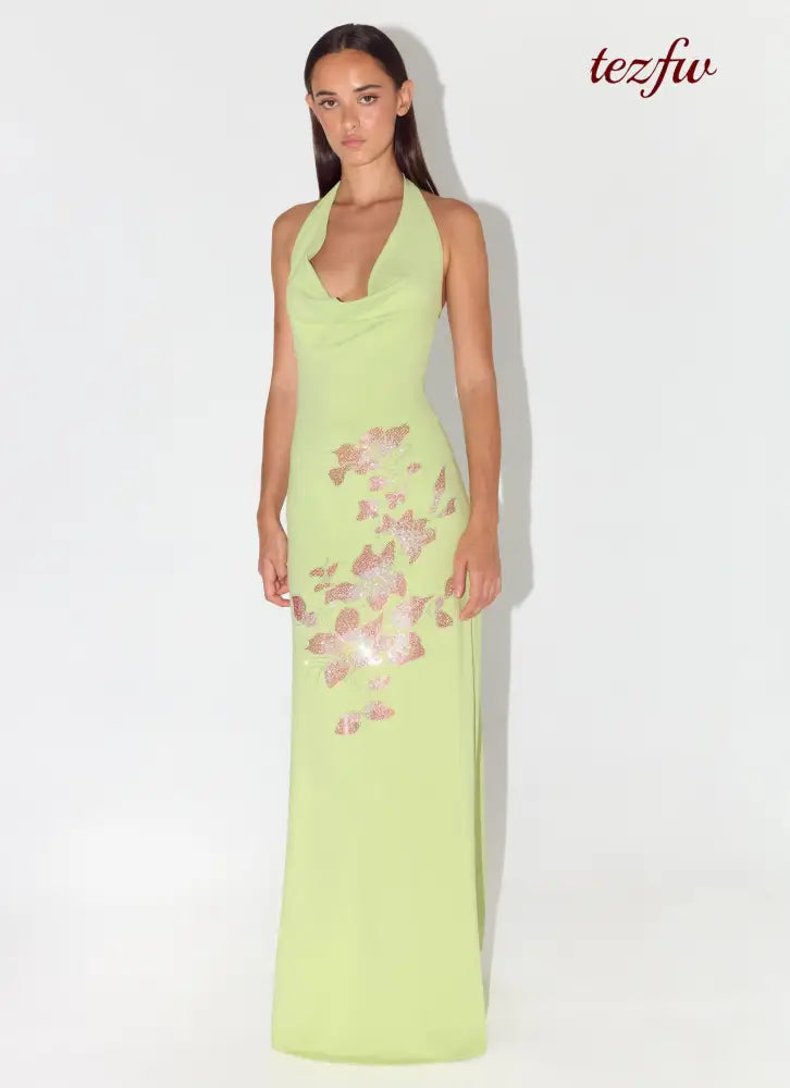 Quaresma Embellished Maxi Dress - Lime - Maxi Dresses