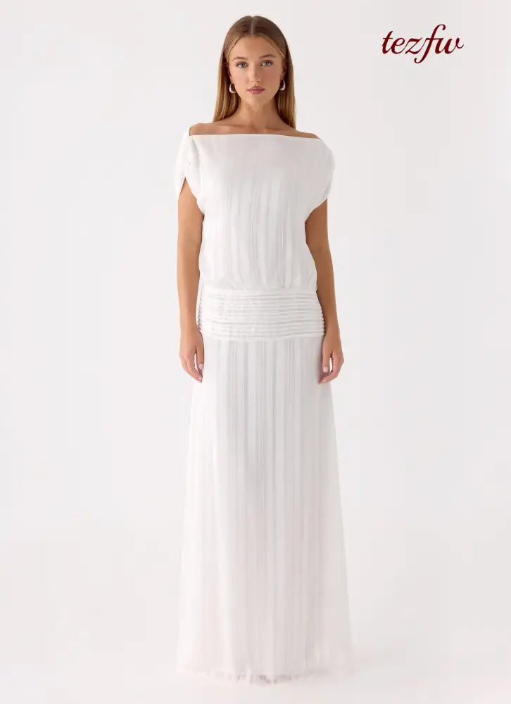 Rexi One Shoulder Maxi Dress - White - Maxi Dresses