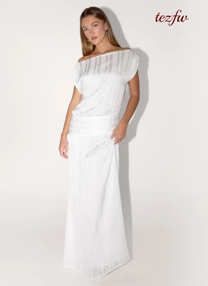 Rexi One Shoulder Maxi Dress - White - Maxi Dresses